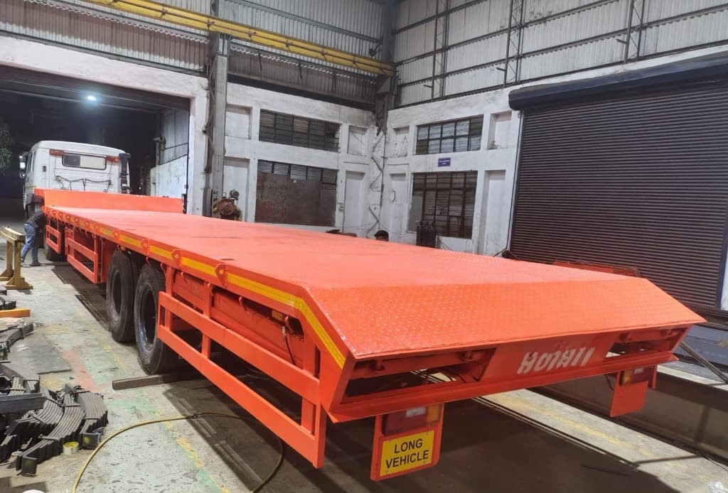 Orange Flatbed Heavy Trailer